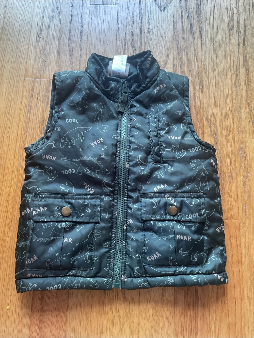 Brooklyn Boys Green Dinosaur Puffer Vest toddler 3T